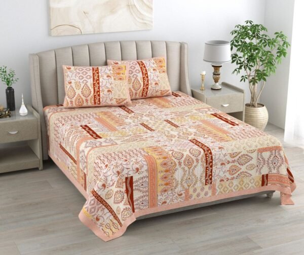 Kaya - Red Paisley Print Double Bed King Size Bedsheet