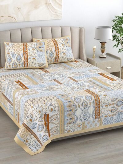 Kaya - Red Paisley Print Double Bed King Size Bedsheet