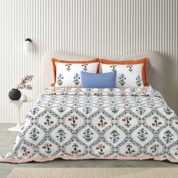 Jaypore - Paani Jaal Pattern Pure Cotton Double Bed Bedsheet