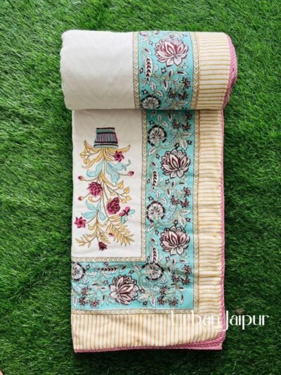 Floral Print Mulmul Lightweight Cotton Dohar Blanket for Double Bed – Multicolor
