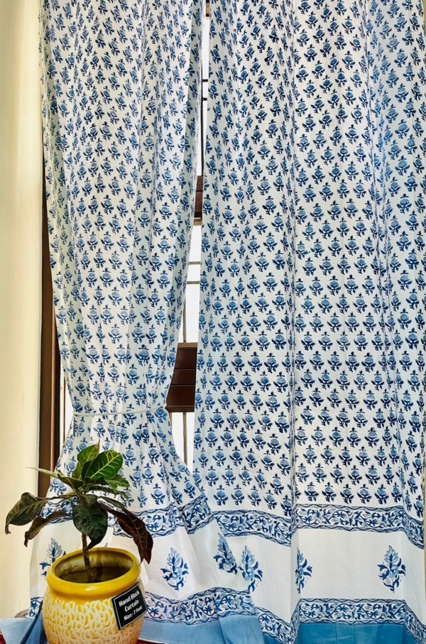 Kala - Handblock Printed Cotton Curtain with Eyelets - 4x7 Feet