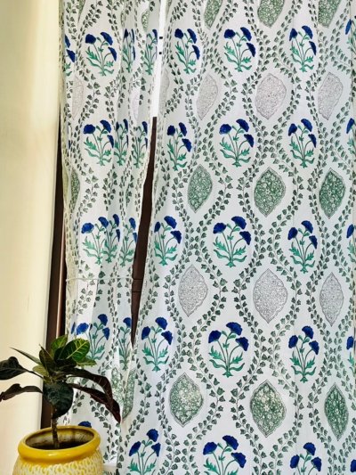 Printed Cotton Curtain with Eyelets