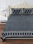 Dabu- Indigo Melodies Cotton Bedsheet Set ( 95x108 IN)