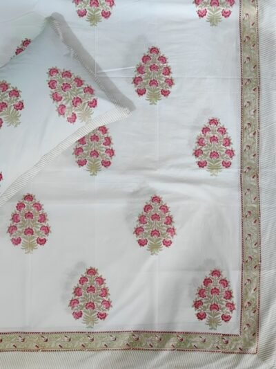 Harmony - Luxurious Block Print 300 TC Percale Cotton King Size Bedsheet - Multiolor