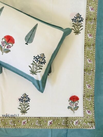 Harmony- Block Print Bedsheet for Single Bed with Pillow Cover