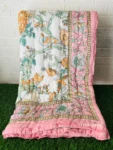 Bird Print – Jaipuri 100gm Mulmul Cotton Razai for Double Bed, Pink