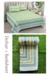 green zig zag print dohar bedding set