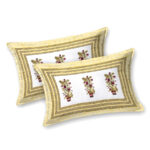 Kaya - Yellow, Green Print Double Bed King Size Bedsheet