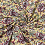 Kaya - Yellow, Green Print Double Bed King Size Bedsheet