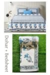 Floral Print Dohar Bedding Set | Bedsheet & Dohar Blanket Set - White, Blue