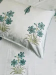 Harmony - Palm Floral Block Print Bedsheet King Size, Percale Cotton - (108x108 Inches)