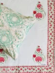 Harmony - Block Printed 300 TC Percale Cotton King Size Bedsheet - Red, Green