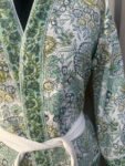 Stylish Block Printed Cotton Bathrobe For Men & Women - Green, Floral Print