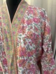 Stylish Block Printed Cotton Bathrobe For Men & Women - Pink, Floral Print