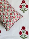 Harmony- Red Poppy Hand Block Printed King-Size Bedsheet