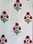 Harmony- Red Poppy Hand Block Printed King-Size Bedsheet