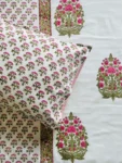 Harmony - Buta and Floral Block Printed 300 TC Percale Cotton King Size Bedsheet