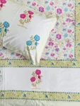 Harmony - Block Printed 300 TC Percale Cotton King Size Bedsheet - Multicolor, Floral Print