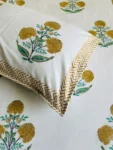 Harmony - Buta and Floral Block Printed 300 TC Percale Cotton King Size Bedsheet