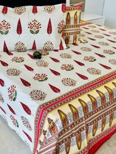 Utsav - Festive Print King Size Bedsheet With 2 Pillow Covers - (108*108 Inches, 9ftx9ft)