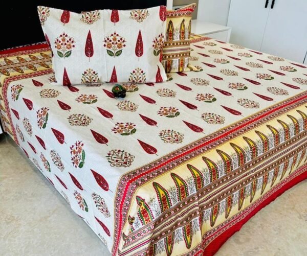 Utsav - Festive Print King Size Bedsheet With 2 Pillow Covers - (108*108 Inches, 9ftx9ft)