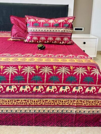 Utsav - Festive Print King Size Bedsheet With 2 Pillow Covers - (108*108 Inches, 9ftx9ft)