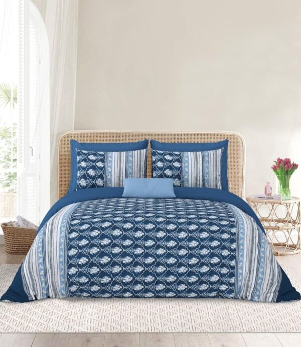 Utsav- Boota Print King Size Bedsheet - 108*108 Inches - Blue