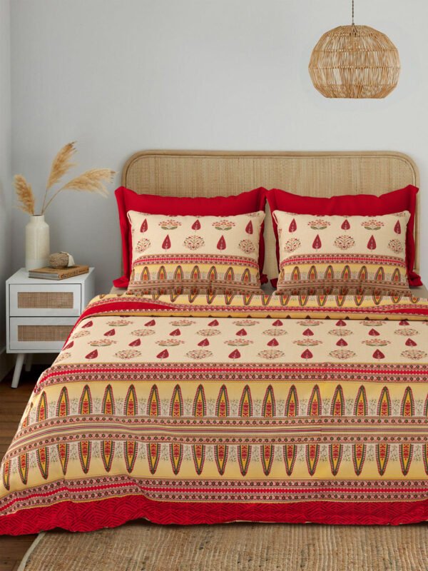 Utsav - Festive Print King Size Bedsheet With 2 Pillow Covers - (108*108 Inches, 9ftx9ft)