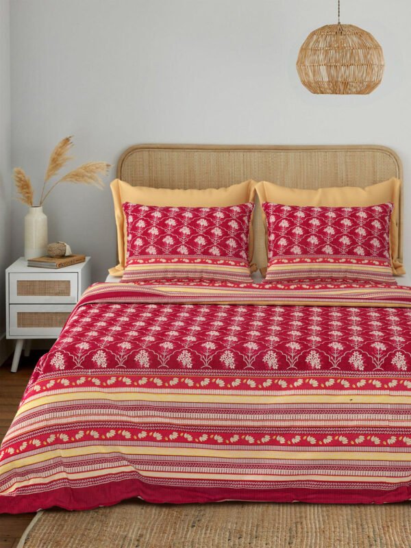 Utsav - Boota Print King Size Bedsheet - 108*108 Inches - Maroon