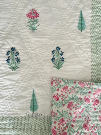 Hand Block Printed Jaipuri Quilt Double Bed (90x108 IN)