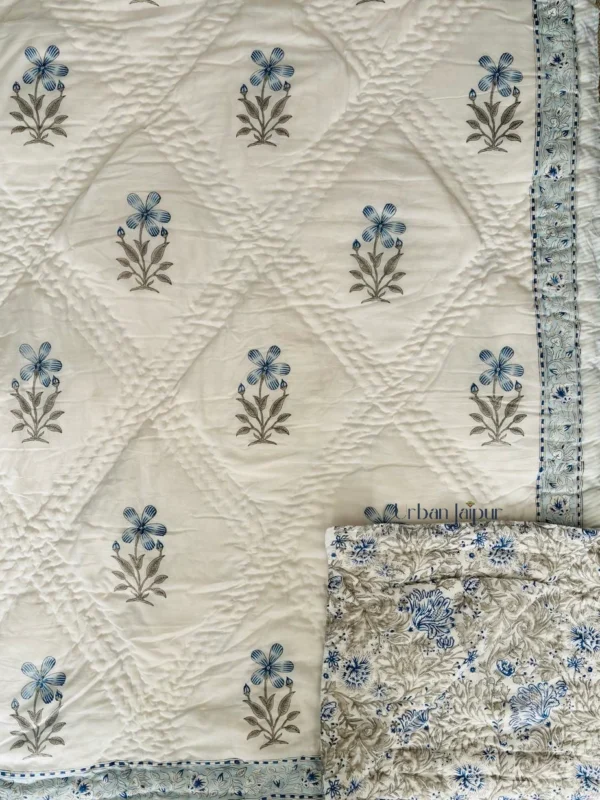 Hand Block Printed Jaipuri Quilt Double Bed (90x108 IN)