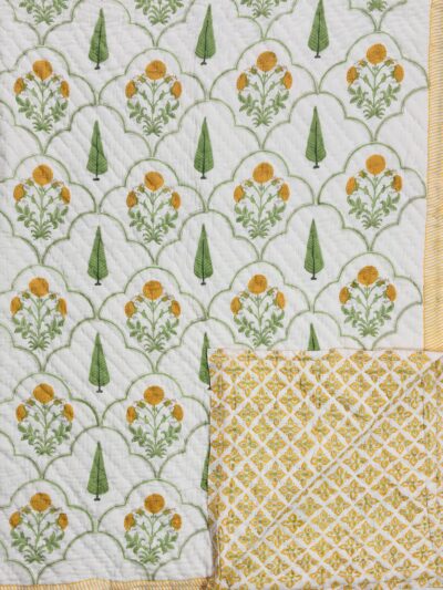 Suvarna – Hand Block Printed Jaipuri Quilt Double Bed (90x108 IN)