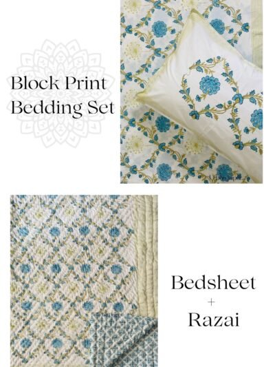 block print bedding set yelllow jaal