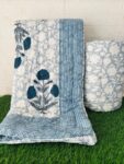 Floral Print Jaipuri Razai for Single Bed – Blue | Reversible