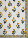 Hand Block Printed Jaipuri Razai for Double Bed - Dyed - Flower Print