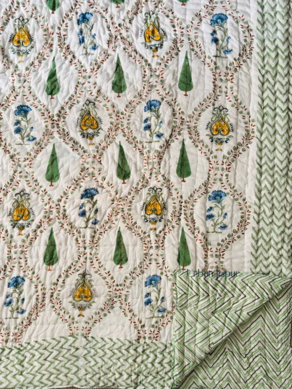 Hand Block Printed Jaipuri Quilt Double Bed (90x108 IN)