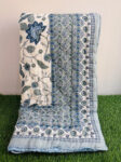 36 Floral Print Jaipuri Razai for Single Bed – Blue | Reversible
