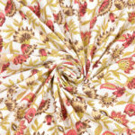 Elite - Jaipuri Floral Print Pure Cotton King Size Bedsheet - Yellow & Red