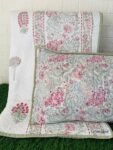 Floral Embroidered Quilted Bedcover Set with 2 Pillow Covers