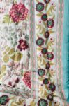 Handcrafted Jaipuri Single Bed Razai Quilt – Reversible Floral Print in Yellow, Blue