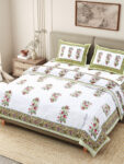 Razai Set - Set Of 4 Pcs - Buta Print Razai Bedding Set (Bedsheet & Quilt Set)