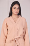 Peach Waffle Cotton Bathrobe for Women – Free Size, Unisex, Solid Color, Machine Washable