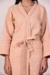 Peach Waffle Cotton Bathrobe for Women – Free Size, Unisex, Solid Color, Machine Washable