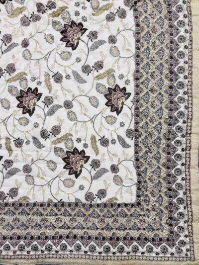 Mulmul Cotton Single Bed Jaipuri Razai - Brown, Cream