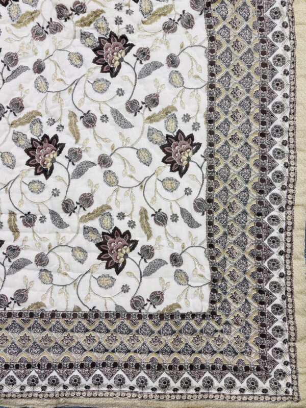 Mulmul Cotton Single Bed Jaipuri Razai - Brown, Cream