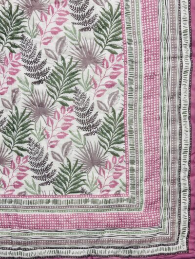 Pure Cotton Mulmul Jaipuri Single Bed Razai - Pink (Floral Print)
