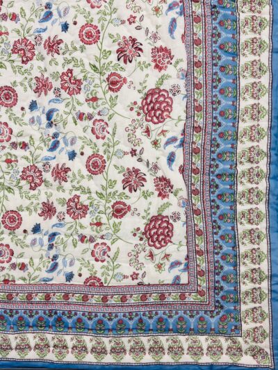 Jaal Print 100 gm Single Jaipuri Razai for Single Bed - Blue
