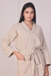 eige Waffle Cotton Bathrobe for Women – Free Size, Unisex, Solid Color, Machine Washable