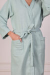 Mint Green Waffle Cotton Bathrobe for Women – Free Size, Unisex, Solid Color, Machine Washable