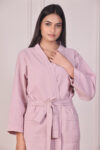 Soft Pink Waffle Cotton Bathrobe for Women – Free Size, Unisex, Solid Color, Machine Washable